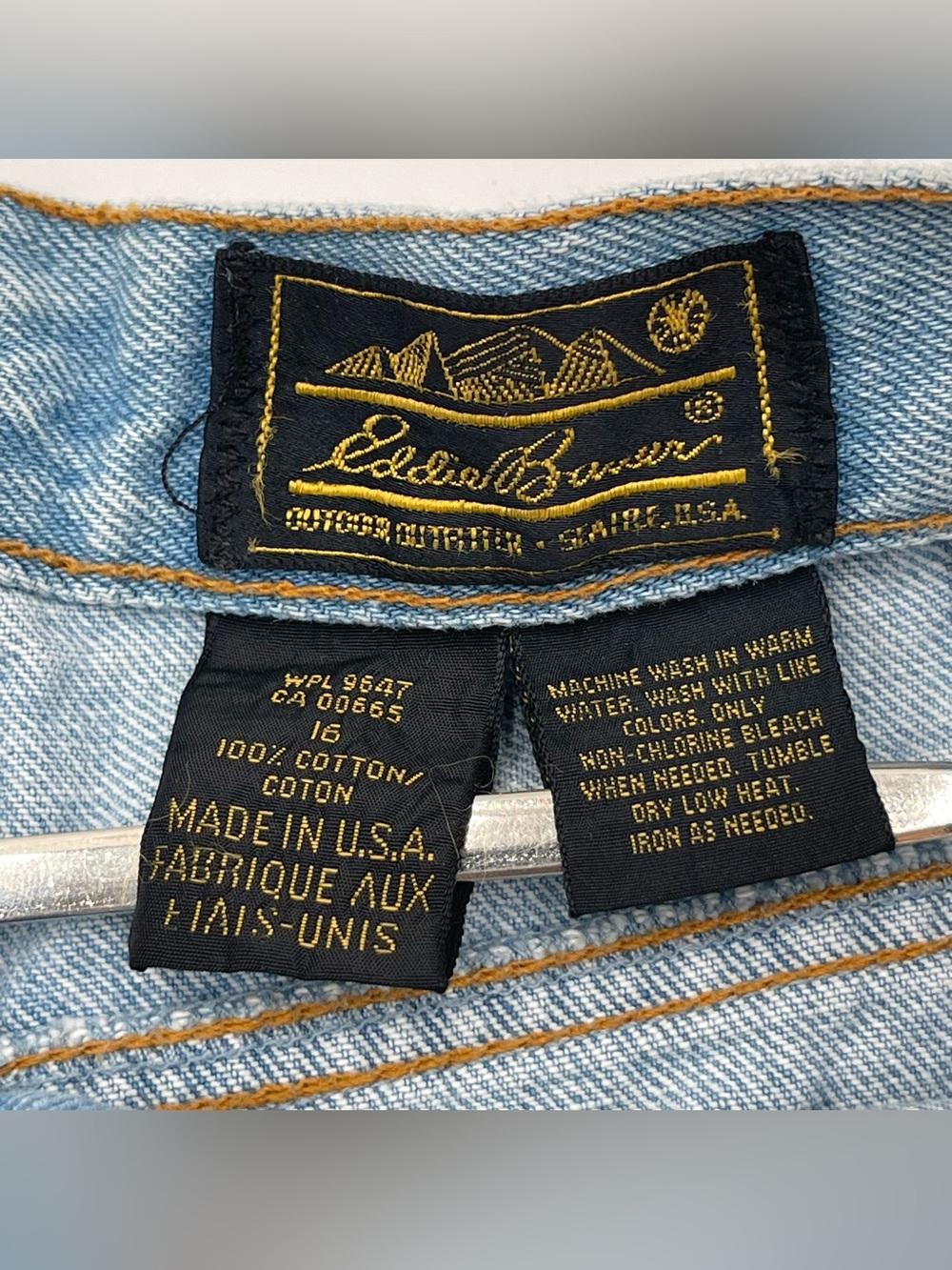 Vtg 90s Eddie Bauer Pleated Mom Jean Shorts Womens Sz 16 High Rise Cotton Jorts - Picture 4 of 7